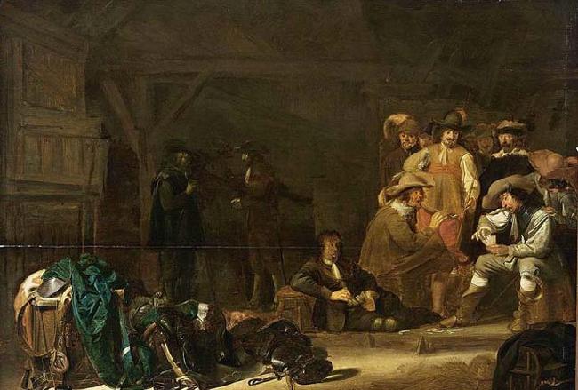 Simon Kick Soldiers in a Barn oil painting picture